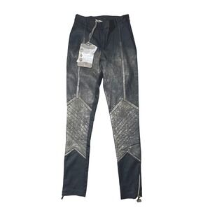 Elisa Cavaletti Womens Black Leather Look Moto Zip Leggings Pants size XS - NWT